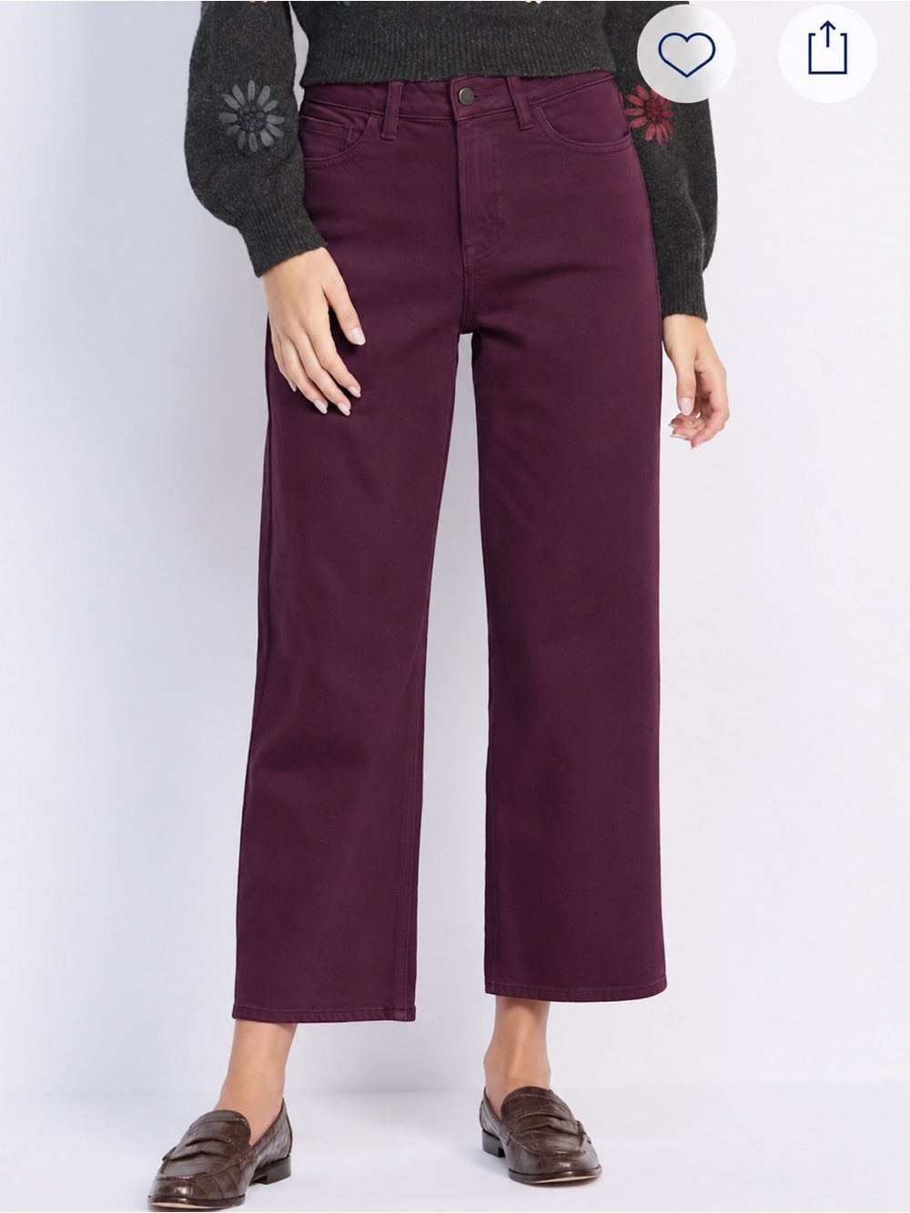 Just USA Luisa Wide-Leg Ankle Jeans in Plum